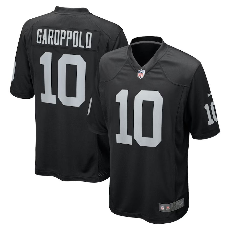 Men Las Vegas Raiders #10 Jimmy Garoppolo Nike Black Game Player NBFL Jersey